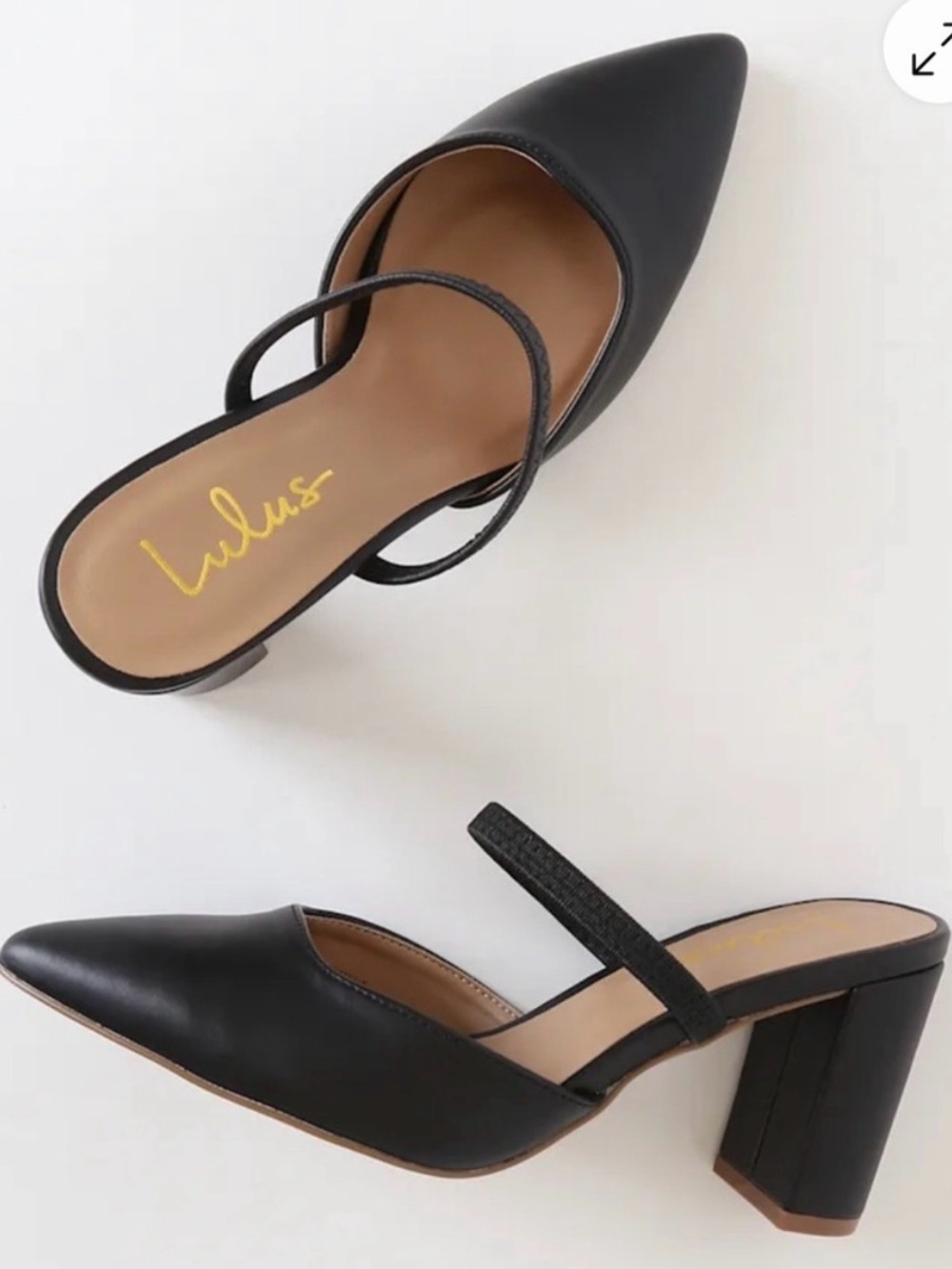 Lulus Maryna Black Pointed-Toe Mules Size 9 Slide On Heels BRAND NEW